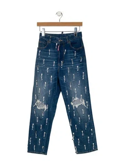 Pre-owned Dsquared2 Mid-rise Straight Leg Jeans In Blue