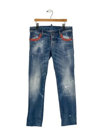 Pre-owned Dsquared2 Mid-rise Straight Leg Jeans In Blue
