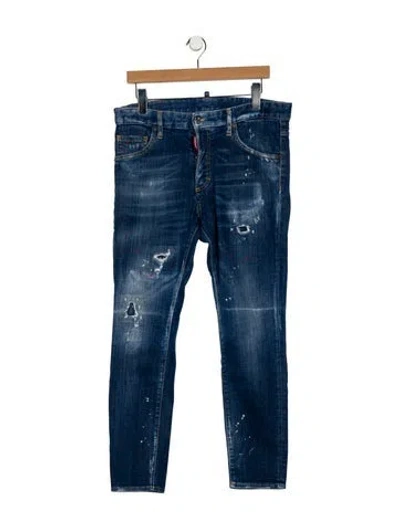 Pre-owned Dsquared2 Mid-rise Straight Leg Jeans In Blue