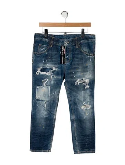 Pre-owned Dsquared2 Mid-rise Straight Leg Jeans In Blue