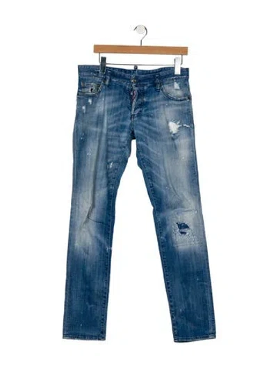 Pre-owned Dsquared2 Mid-rise Straight Leg Jeans In Blue