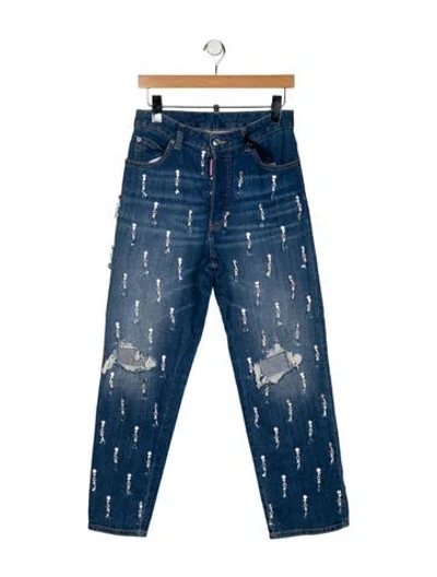 Pre-owned Dsquared2 Mid-rise Straight Leg Jeans In Blue