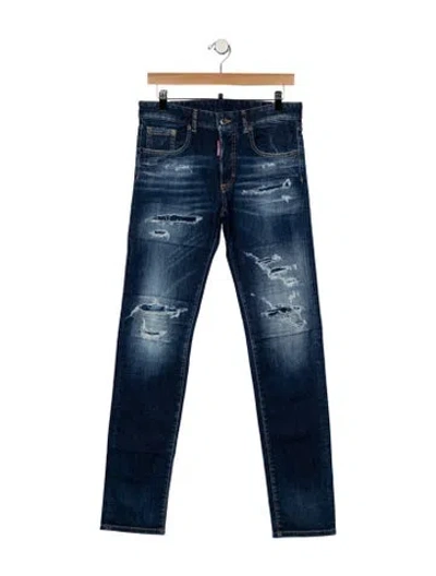 Pre-owned Dsquared2 Mid-rise Straight Leg Jeans In Blue