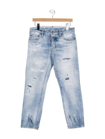 Pre-owned Dsquared2 Mid-rise Straight Leg Jeans In Blue