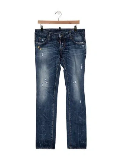 Pre-owned Dsquared2 Mid-rise Straight Leg Jeans In Blue