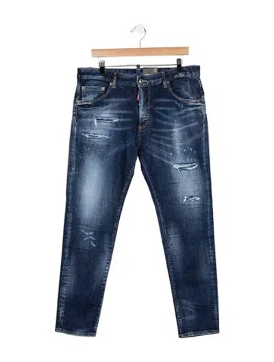 Pre-owned Dsquared2 Mid-rise Straight Leg Jeans In Blue