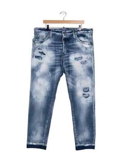 Pre-owned Dsquared2 Mid-rise Straight Leg Jeans In Blue
