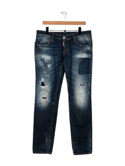 Pre-owned Dsquared2 Mid-rise Straight Leg Jeans In Blue