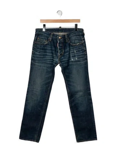 Pre-owned Dsquared2 Mid-rise Straight Leg Jeans In Blue