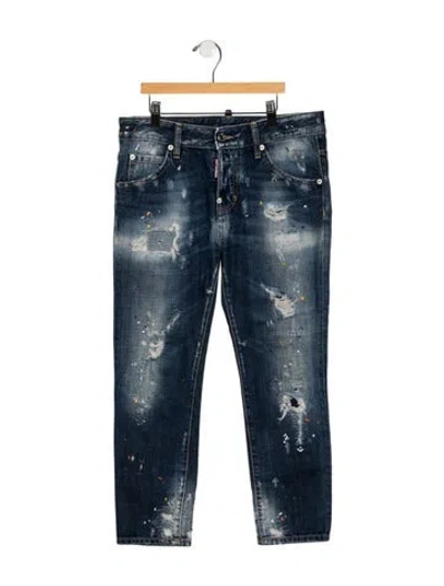 Pre-owned Dsquared2 Mid-rise Straight Leg Jeans In Blue