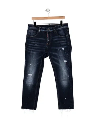 Pre-owned Dsquared2 Mid-rise Straight Leg Jeans In Blue