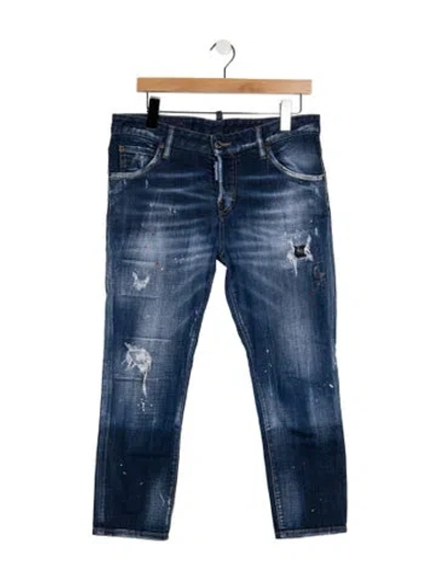 Pre-owned Dsquared2 Mid-rise Straight Leg Jeans In Blue