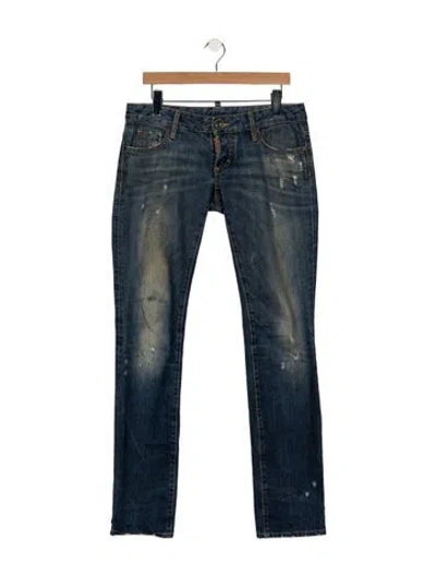 Pre-owned Dsquared2 Mid-rise Straight Leg Jeans In Blue