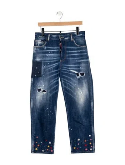 Pre-owned Dsquared2 Mid-rise Straight Leg Jeans In Blue