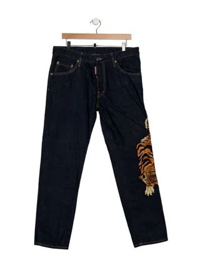 Pre-owned Dsquared2 Mid-rise Straight Leg Jeans In Blue