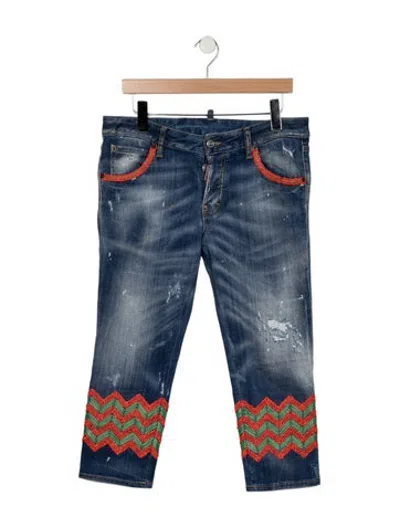 Pre-owned Dsquared2 Mid-rise Straight Leg Jeans In Blue