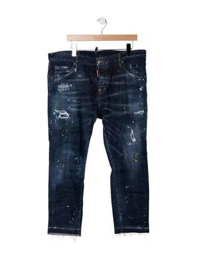 Pre-owned Dsquared2 Mid-rise Straight Leg Jeans In Blue