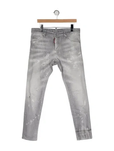 Pre-owned Dsquared2 Mid-rise Straight Leg Jeans In Gray