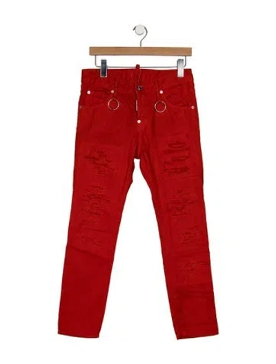 Pre-owned Dsquared2 Mid-rise Straight Leg Jeans In Red