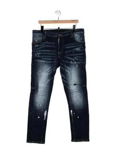 Pre-owned Dsquared2 Mid-rise Straight Leg Jeans W/ Tags In Blue