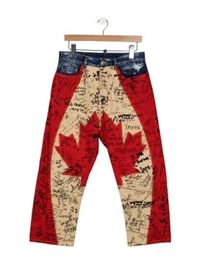 Pre-owned Dsquared2 Mid-rise Straight Leg Jeans W/ Tags In Red