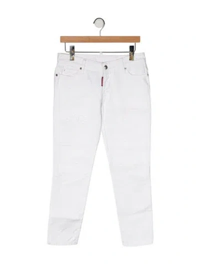 Pre-owned Dsquared2 Mid-rise Straight Leg Jeans In White