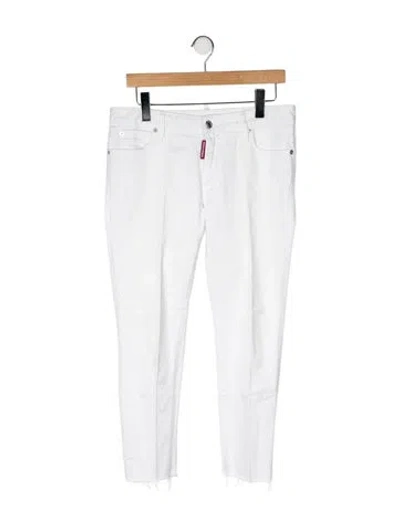Pre-owned Dsquared2 Mid-rise Straight Leg Jeans In White