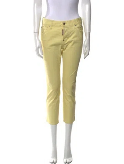 Pre-owned Dsquared2 Mid-rise Straight Leg Jeans In Yellow