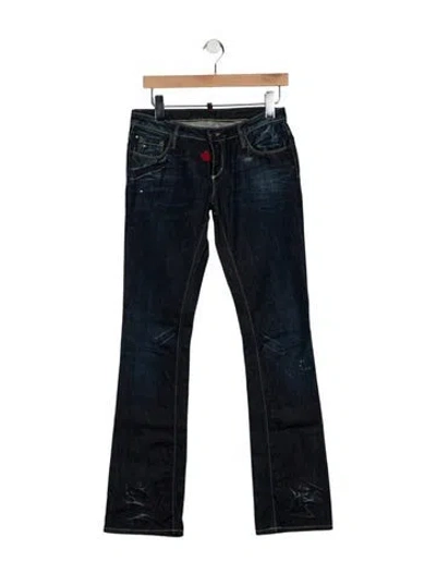 Pre-owned Dsquared2 Mid-rise Wide Leg Jeans In Blue
