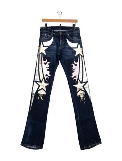 Pre-owned Dsquared2 Mid-rise Wide Leg Jeans W/ Tags In Blue