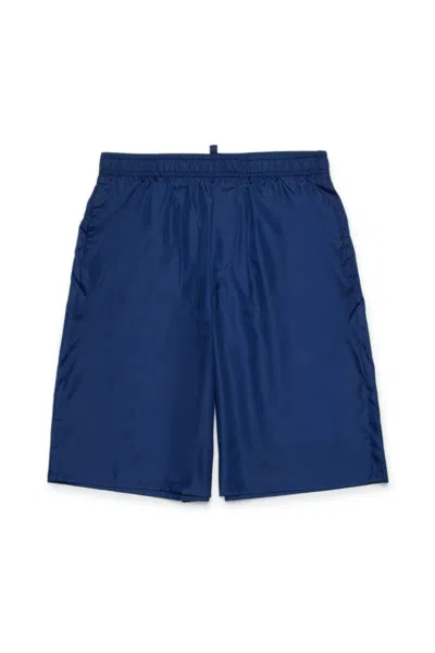 Dsquared2 Kids'  Milan Branded Boxer Shorts In Blue
