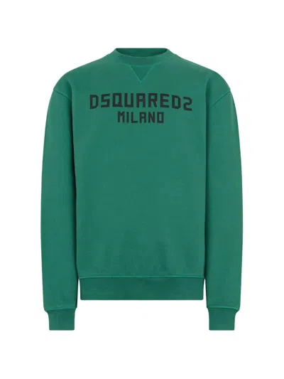 Dsquared2 Milano Cool-fit Crewneck Sweatshirt In Green