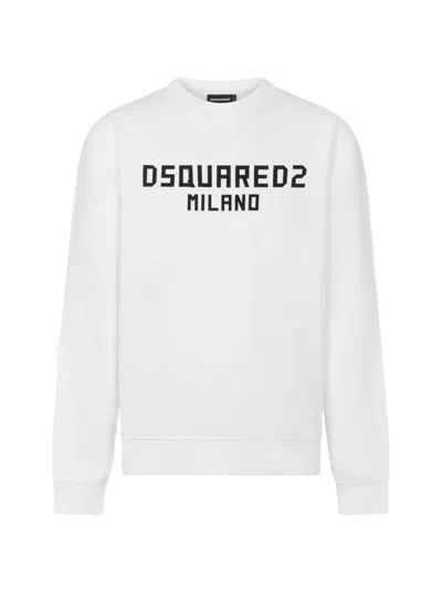 Dsquared2 Milano Cool-fit Crewneck Sweatshirt In White