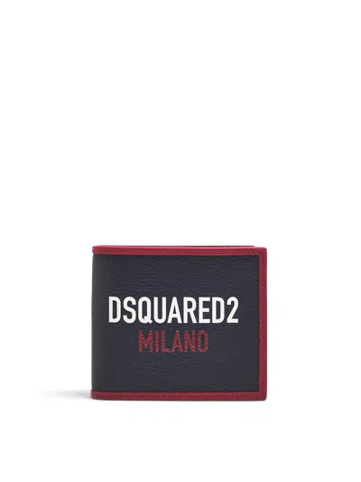 Dsquared2 Milano Logo Zip Wallet In Blue