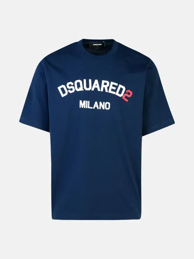 Dsquared2 'milano' Navy Cotton T-shirt In Blue