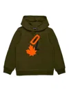 Dsquared2 Military Green Hoodie With D2 Print In Green