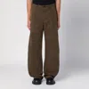 Dsquared2 Military Green Wide Trousers With Wear In Brown