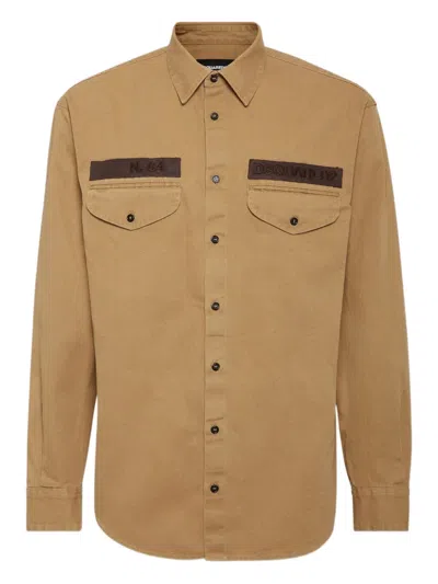 Dsquared2 Striped Velvet Shirt In Brown