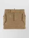 Dsquared2 Beige Short Skirt With Distressed Effect