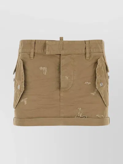 DSQUARED2 MINI CANVAS SKIRT BELT LOOPS