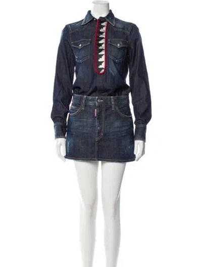 Pre-owned Dsquared2 Mini Dress In Blue