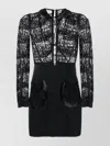 Dsquared2 Mini Dress With Beaded Lace And Sheer Panels In Black