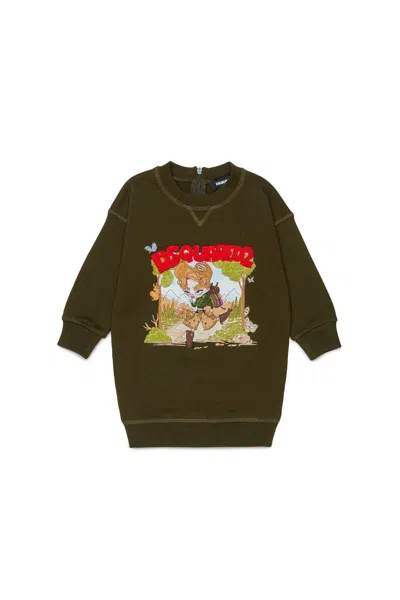 Dsquared2 Kids' Mini Dress With Logo In Brown