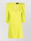 Dsquared2 Mini Dress With Puff Sleeves And Scoop Neck In Green