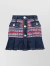 Dsquared2 Mini Skirt With Denim Trim And Ruffle In Blue