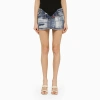 DSQUARED2 MINI SKIRT WITH WASHED-OUT EFFECT IN DENIM