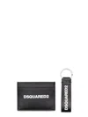 Dsquared2 Smooth Leather Wallet With Keyring Attachment And Bold Logo In Black