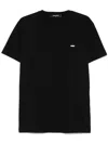 Dsquared2 Minimalistic Black Cotton T-shirt With Subtle Detail In Black
