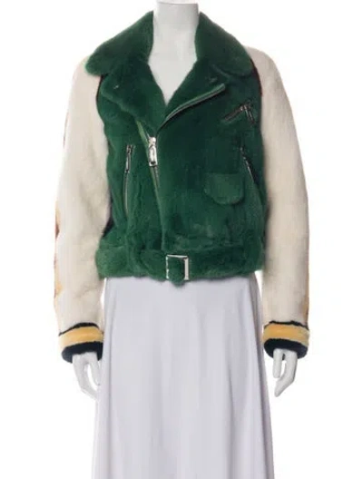 Pre-owned Dsquared2 Mink Colorblock Pattern Faux Fur Coat In Green