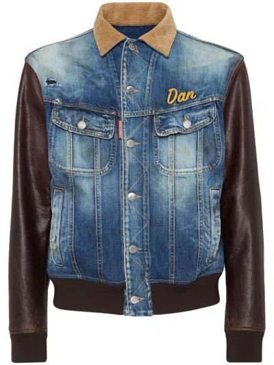 DSQUARED2 MIXED-MATERIAL DENIM JACKET